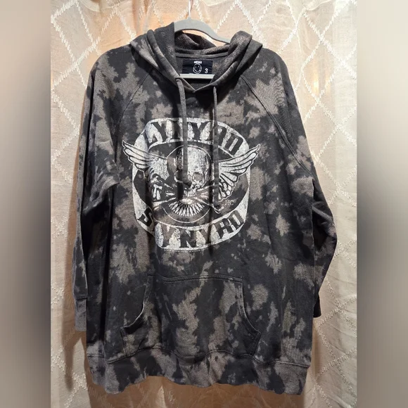 NIRVANA Black and Gray Tie-Dye Lynyrd Skynyrd Hoodie - Picture 1 of 4